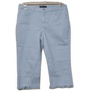 Riders by Lee capris Womens 12 sky blue denim cut off raw fringe hem distressed